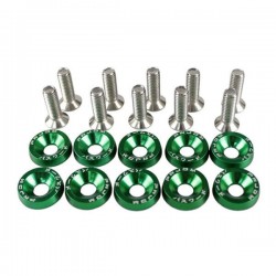 SET 10 TORNILLOS M6 + 10 ARANDELAS JDM COLOR VERDE fabricado por
