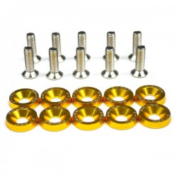 SET 10 TORNILLOS M6 + 10 ARANDELAS JDM COLOR ORO