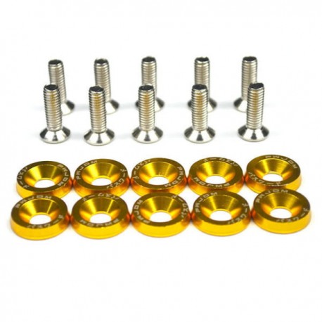 SET 10 TORNILLOS M6 + 10 ARANDELAS JDM COLOR ORO fabricado por